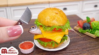 Amazing Miniature Fried Fish Burger Recipe  ASMR Cooking Mini Food [upl. by Etteniuqna102]