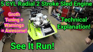 5 Cylinder Radial Two Stroke Snowmobile Engine Runs Vintage Race Snowmobile [upl. by Gardell]