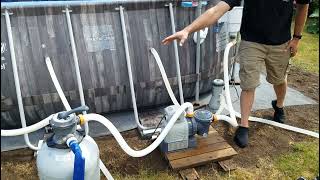 Upgraded Intex pump filter Hayward skimmer and heater set up for Bestway pool [upl. by Nirrej]