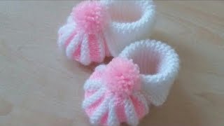 Easy to knit baby booties 06 months with written instructions handmade babybootiesmodels knit [upl. by Nezah]