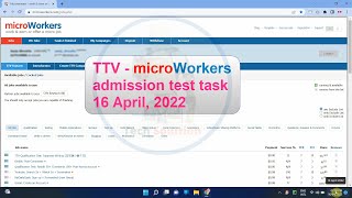 TTV Microworkers admission test task 16 April 2022 [upl. by Sargent]