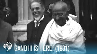 Mahatma Gandhi Arrives in the UK 1931  British Pathé [upl. by Ydnis]