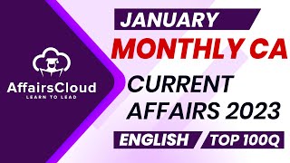 Current Affairs January 2023  English  Current Affairs  AffairsCloud  Top 100 [upl. by Aralc]