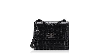 Balenciaga Croco Effect Sharp Small Crossbody Black [upl. by Orimar]