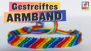 🌈 Regenbogenarmband  Freundschaftsband mit Streifen knüpfen [upl. by Eyak]