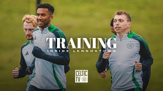 Celtic Training Go Inside Lennoxtown as the Celts prepare to take on Motherwell 251024 [upl. by Yelwar632]