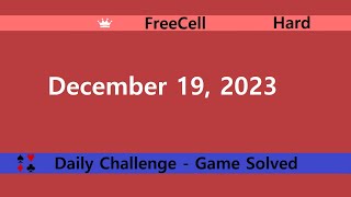 Microsoft Solitaire Collection  FreeCell Hard  December 19 2023  Daily Challenges [upl. by Reagen]