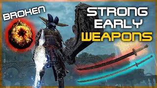 Elden Ring  Where to Get OP Weapons EARLY  BROKEN TALISMANS  ASH OF WAR  GIGA Tips Guide [upl. by Hadihahs55]