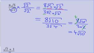 Surds  Lesson 6  Rationalising A Denominatormp4 [upl. by Riocard]