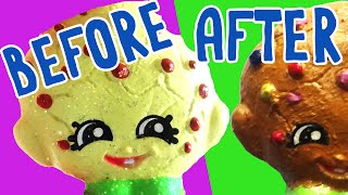 Custom Shopkins Ultra Rare KOOKY COOKIE Transformed into an MampM Cookie DIY Painted Shopkins [upl. by Ambie]