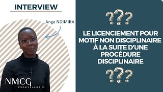 Le licenciement pour motif non disciplinaire à la suite dune procédure disciplinaire [upl. by Arremat]