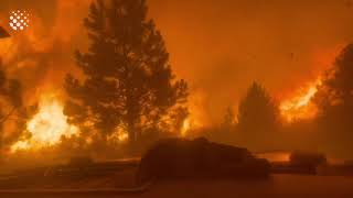 Dramatic heartracing footage as firefighters escape incineration during California wildfire [upl. by Findlay]