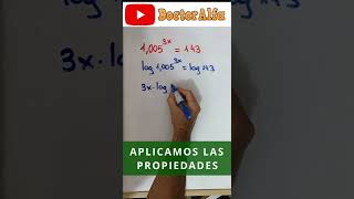 MATES 137 Ecuación exponencial con logaritmos Ejercicio resuelto shorts 1minutitodemates [upl. by Chemush772]