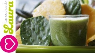 Licuado de Nopal con piña y apio  Licuado quema grasa para eliminar barriga y desinflamar [upl. by Eissolf]