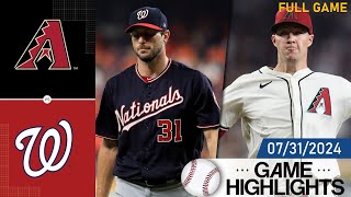 Washington Nationals vs Arizona Diamondbacks Full Game Highlights 07312024  MLB Highlights 2024 [upl. by Ahseined238]