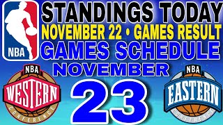 nba standings today November 22 2024  games results  games schedule November 23 2024 [upl. by Annaujat992]