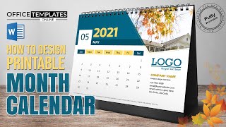 How to Design Printable Month Calendar in MS Word  OnePage Calendar [upl. by Anirac604]