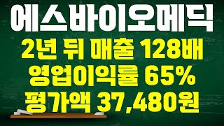 에스바이오메딕스 주가전망 2년뒤 매출 128배 2년 뒤 매출 128배 영업이익률 65 추정 주당 평가액 37480원 가치평가 기준 11만원 가능 [upl. by Annaicul810]