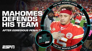 Patrick Mahomes DEFENDS his team after egregious offside penalty 😤  Pat McAfee Show [upl. by Hsevahb]