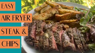 Easy Air Fryer Steak amp Chips in Under 30 Minutes  Easy Air Fried Steak amp Chips [upl. by Anaeg]