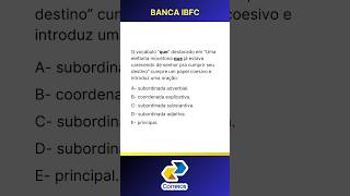 Questão 86 IBFC  Sintaxe Análise sintática Oração subordinada [upl. by Odlavso]