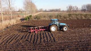 Plowing Large Field  New Holland TM125 amp Kuhn Plow [upl. by Ailahtan]