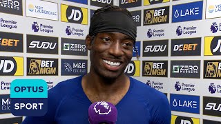 Hes COLD and Im FIRE 🥶🔥 Noni Maduekes postgame interview after hattrick against Wolves [upl. by Korwun51]