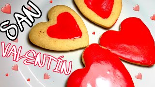 GALLETAS PARA AMOR Y AMISTAD  GALLETAS EN FORMA DE CORAZÓN  GALLETAS DE MANTEQUILLA CREA CON CARO [upl. by Akli362]