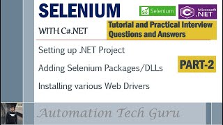 PART 2  Selenium with CNET Tutorial and Practical Interview Questions and Answers  Live Project [upl. by Rollins]