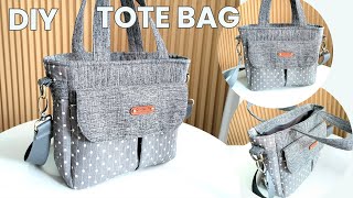 How To Make Tote Bag With Pockets  DIY Tote Bag With Zipper and Pockets [upl. by Kalikow]