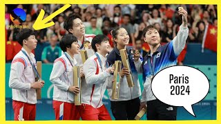 Lovely moment of North Korea and South Korea at table tennis Paris Olympics 2024 [upl. by Gilroy]