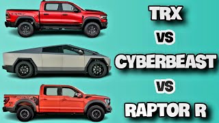 Ram TRX vs Tesla CYBERTRUCK vs F150 RAPTOR R Drag Race [upl. by Iramo]