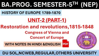 unit2 part1Congress of Vienna amp Concert of Europe  ba5thsem europeanhistory worldhistory du [upl. by Adnaluy]