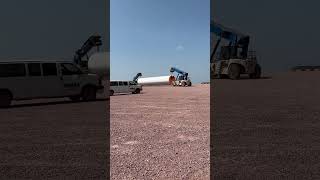 Heavy lift trucks moving wind tower section heavyequipment manufacturer windenergy [upl. by Milde516]