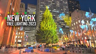 NYC Christmas 2023 ✨ Rockefeller Center Christmas Tree Lighting Preparation 5th Avenue Bryant Park [upl. by Ahsirk]