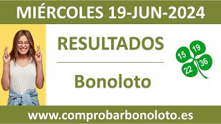 Resultado del sorteo Bonoloto del miercoles 19 de junio de 2024 [upl. by Yhtur618]