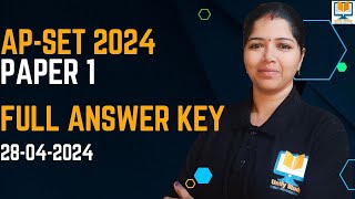 AP SET 2024 PAPER1 Answer Key Full Paper ANDHRA PRADESH STATE ELIGIBILITY TEST 2024 Paper 1 apset [upl. by Sosthina550]