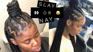 Large Feed In Braid  Knotless Box Braids  Slay or Nay [upl. by Jaclin]