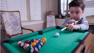 6 Yearold billiard prodigy playing with a mini pool table [upl. by Laeno]