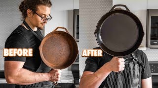 How to Restore Season and Clean a Cast Iron Skillet [upl. by Ahsilrac863]