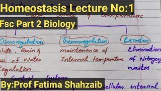 Homeostasis Lecture No 1Fsc part 2 Biology lecturesBiology by Fatima Shahzaib [upl. by Ahtnahc]