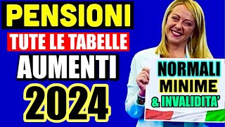 🔴 PENSIONI AUMENTI 2024 👉 TUTTE LE TABELLE UFFICIALI per NORMALI MINIME E INVALIDITÀ LE CIFRE 💰 [upl. by Irrabaj94]