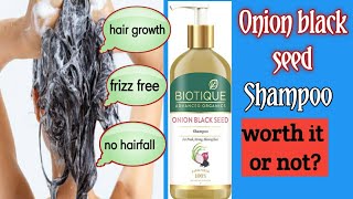 🟥BIOTIQUE ADVANCED ORGANIC BLACK SEED 🧅ONION SHAMPOO REVIEW  shampooforhairgrowth [upl. by Penni640]