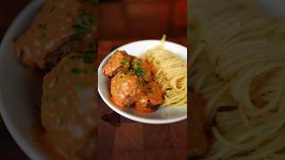 Spaghetti meatballs with reblochon sauce  shorts [upl. by Etsirk]