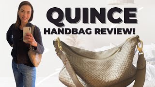 Review  QUINCE  Italian Leather Convertible Crescent Woven Shoulder Bag  Taupe onequince [upl. by Anitnatsnok]