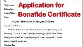 Application for Bonafide Certificate  How to write bonafide certificate application in ms word [upl. by Aikenahs]