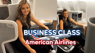 CLASSE EXECUTIVA AMERICAN AIRLINES  GRU a MIAMI com 70 de economia Boeing 777300 Business Class [upl. by Kolnos]