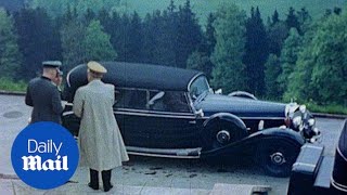 Hitler climbs into Mercedes 770K limo in rare colour footage [upl. by Bourgeois]