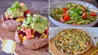 STUDENTENKÜCHE 2  3 leckere gesunde Rezepte  Quiche Pesto Gefüllte Süßkartoffel  Charlotte K [upl. by Merv561]