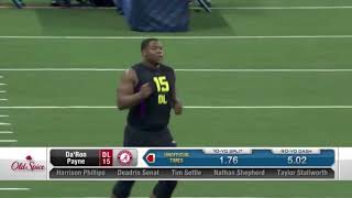 NFL Combine DT Da’ron Payne 40 Yard Dash [upl. by Eimarrej128]